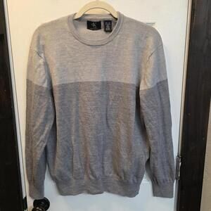 Calvin Klein Men's 100% Merino Wool Sweater XL Gray Two-Tone